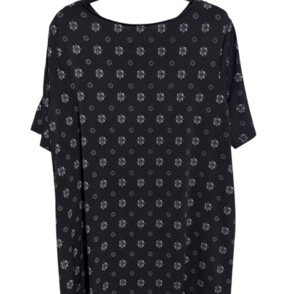 ❤️PRISTINE BLACK SUBTLE PRINT TOP w/NECKLINE & SLEEVE DETAIL   1X      #Z - Picture 4 of 7